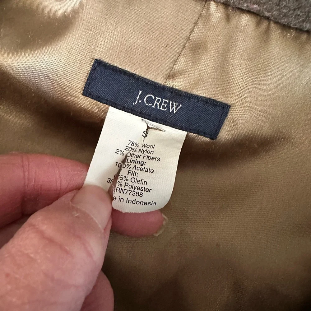 VTG J.Crew Wool Blend Melton Toggle Closure Insulated‎ Long Coat Women's Size S - Picture 3 of 9